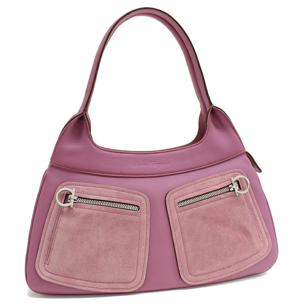 Salvatore Ferragamo Gancini Shoulder Bag Handbag Leather Pink